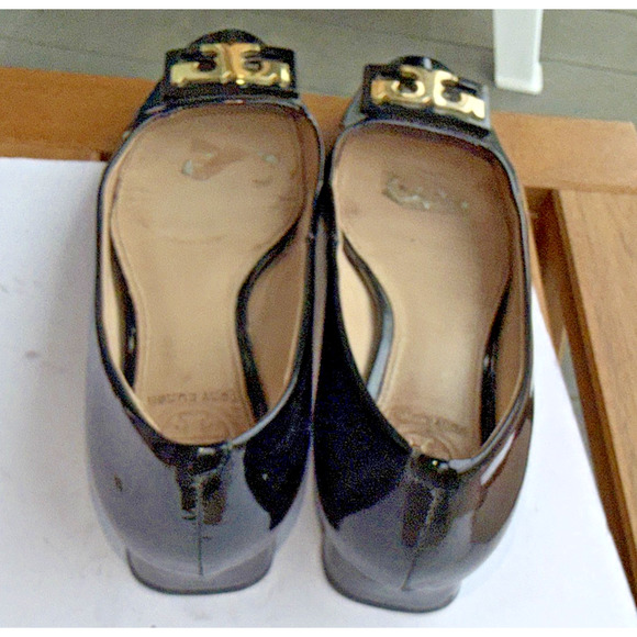 Tory burch Gigi Black Patent Leather flat slip on Pumps US 7 M logo classic - Picture 4 of 12